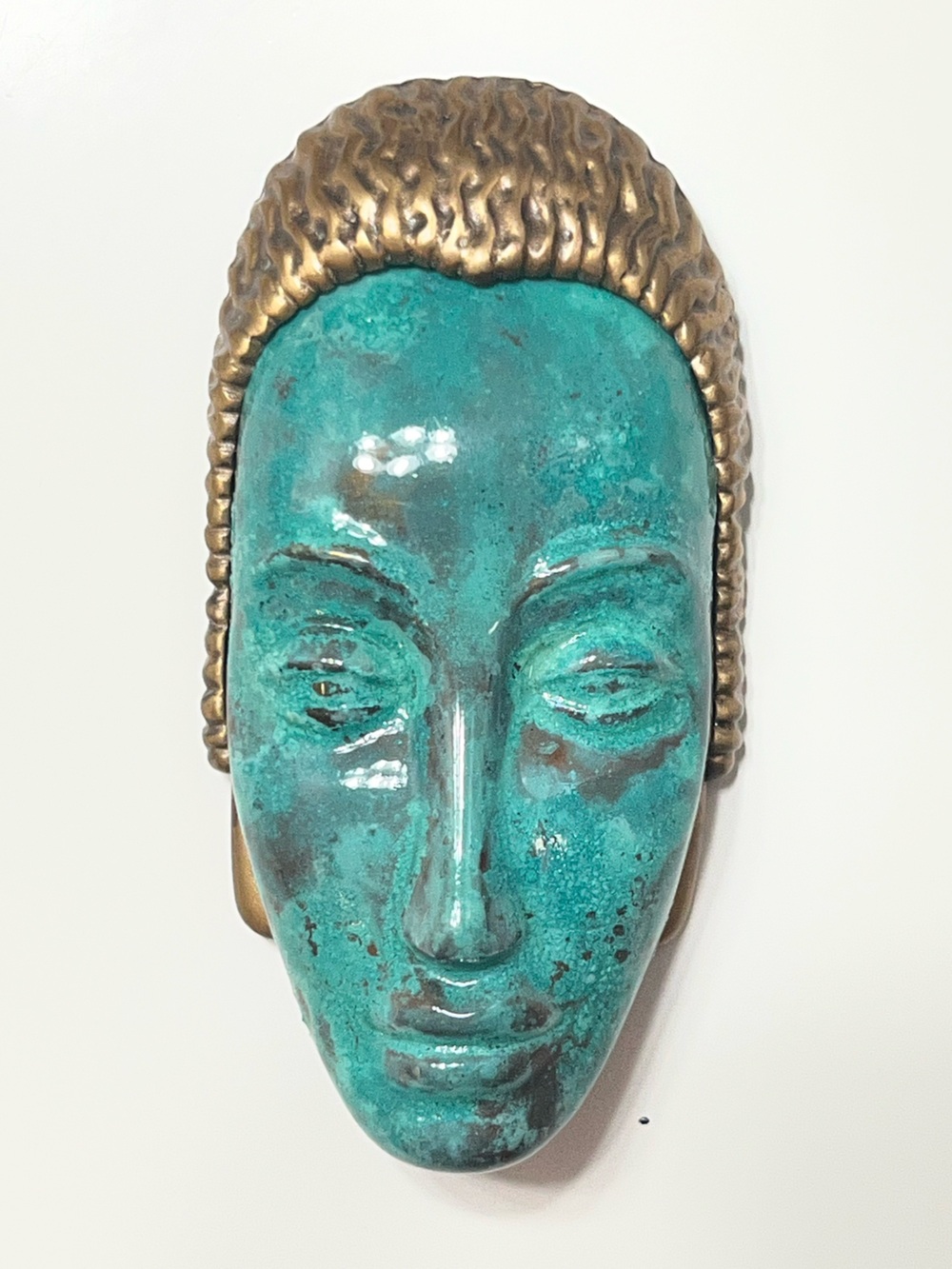 Vintage Signed ART DECO 89 #B067 Enameled Turquoise Colored Head Pin Brooch